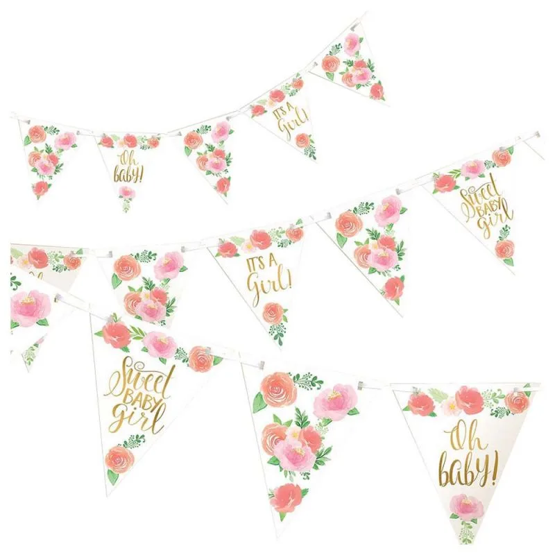 Baby Shower Σημαιάκια - Floral Girl (457 cm)
