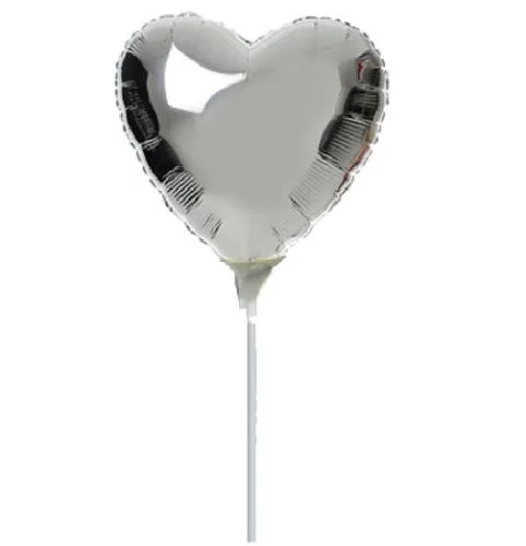 10" Mini Shape μπαλόνι Ασημί Καρδιά (με βαλβίδα)