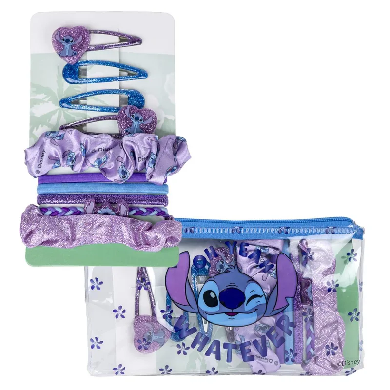 Σετ αξεσουάρ μαλλιών Stitch σε τσαντάκι (11 τεμ)