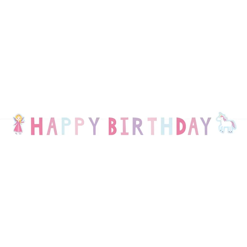 Γιρλάντα Happy Birthday - Νεράιδα &amp; Μονόκερος (150cm)