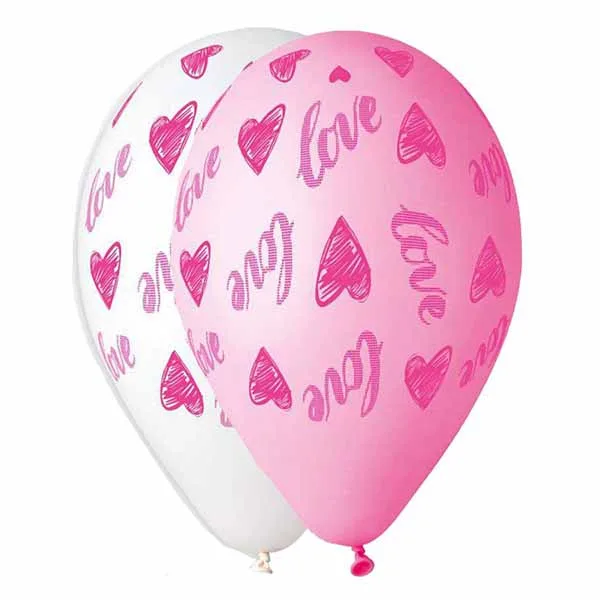 12" Μπαλόνι τυπωμένο Love και καρδούλα (25 τεμ)
