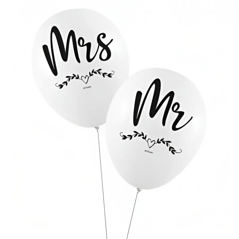 Σετ Λάτεξ Μπαλόνια - Mr &amp; Mrs (8 Tεμ)