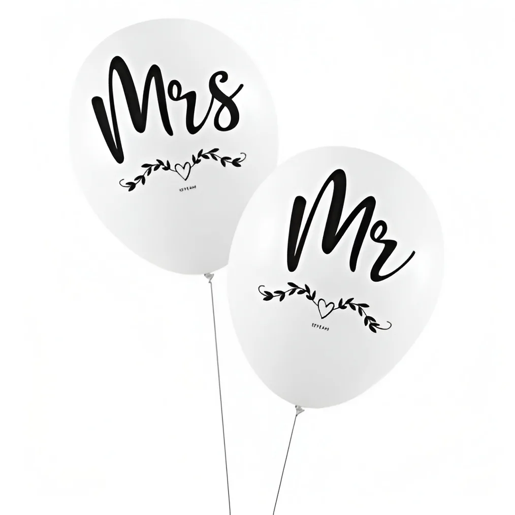 Σετ Λάτεξ Μπαλόνια - Mr &amp; Mrs (8 Tεμ)