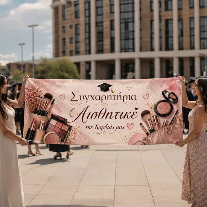 Πανό Αποφοίτησης - Συγχαρητήρια Αισθητικέ της Καρδιάς μας