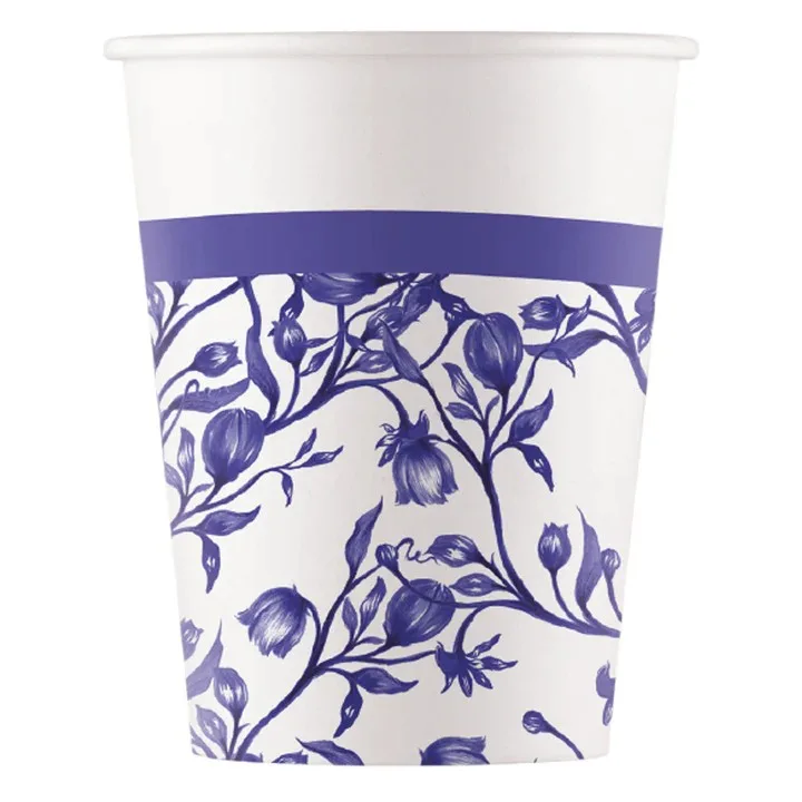 Χάρτινα Ποτήρια Blue Porcelain (8 τεμ)