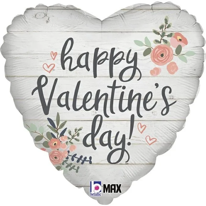 18" Μπαλόνι Ρουστίκ Καρδιά Happy Valentine's Day