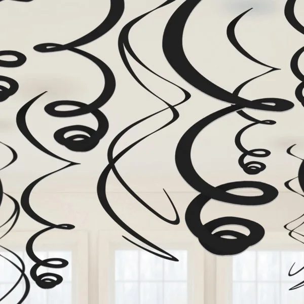 Swirl Διακοσμητικά Oροφής Μαύρα (12 τεμ)