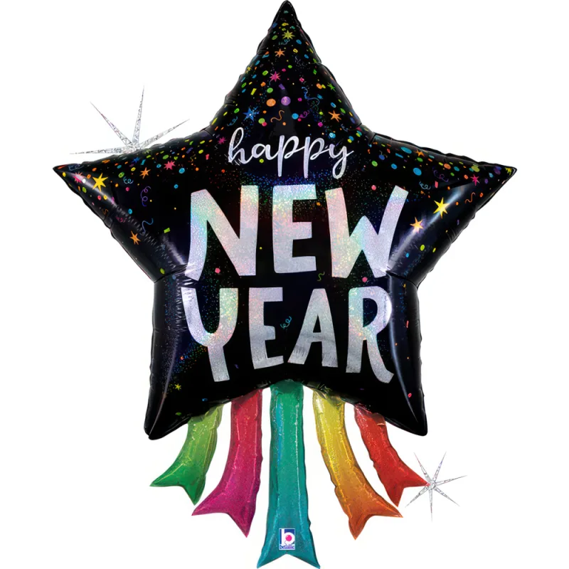 36" Μπαλόνι Αστέρι "New Year" Streamers