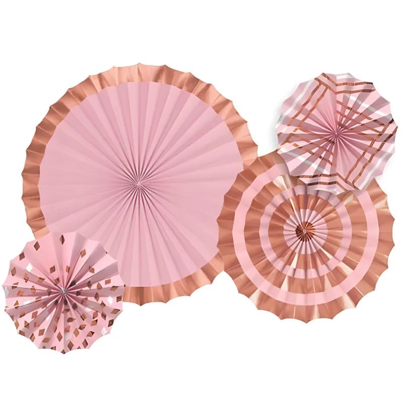 Σετ rosegold χάρτινες βεντάλιες (4 τεμ)
