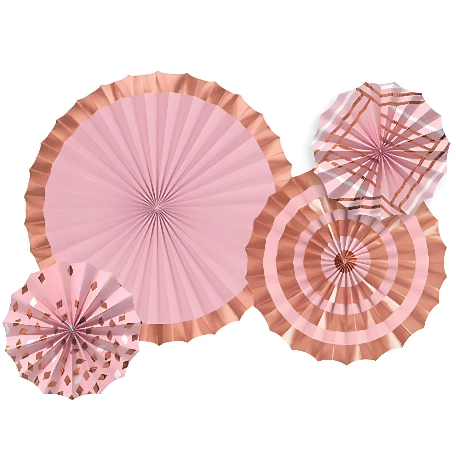 Σετ rosegold χάρτινες βεντάλιες (4 τεμ)