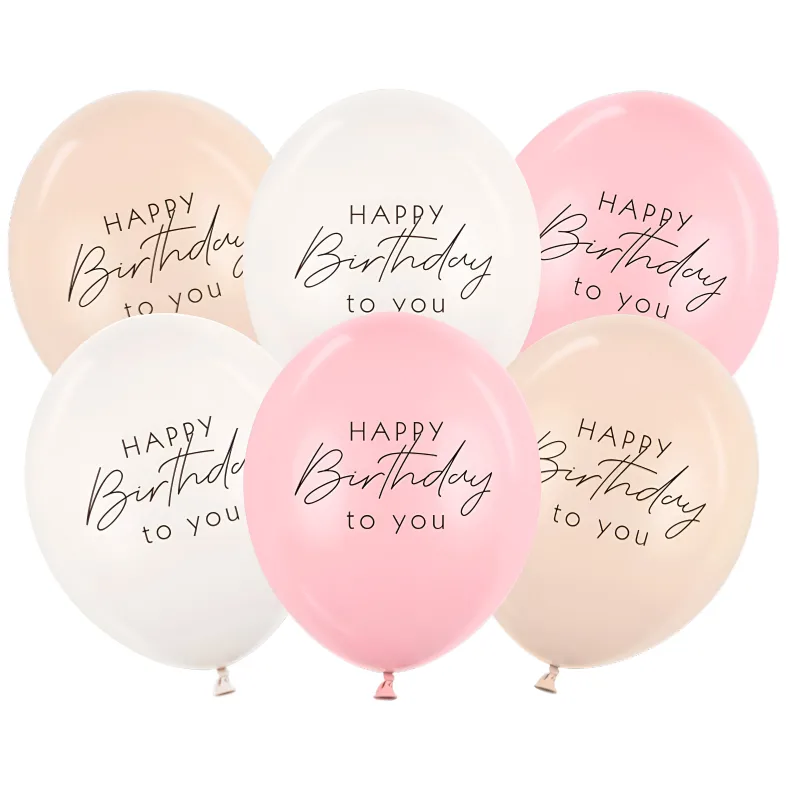 Λάτεξ Μπαλόνια Happy Birthday - Pink Mix (6 τεμ)