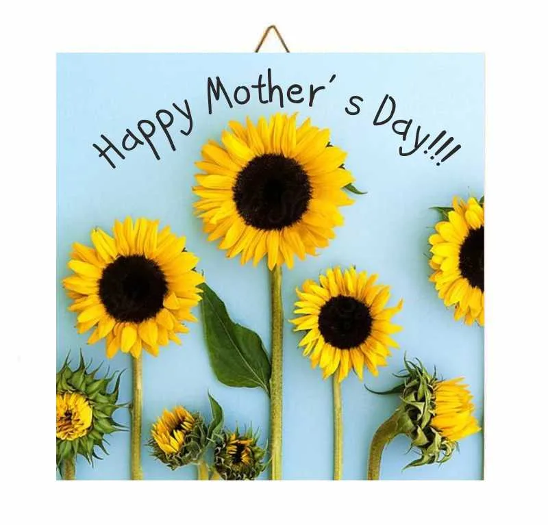 Ξύλινο καδράκι ηλιοτρόπια Happy Mother's Day