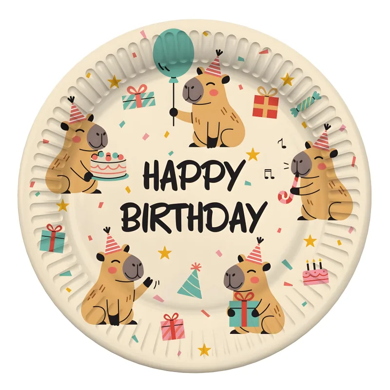 Χάρτινα Πιάτα Γλυκού - Capybara Happy Birthday (6 τεμ)