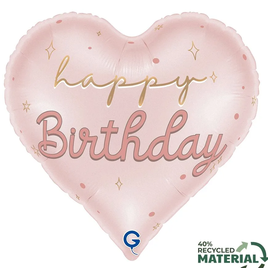 18'' Μπαλόνι Καρδιά Ροζ - Happy Birthday