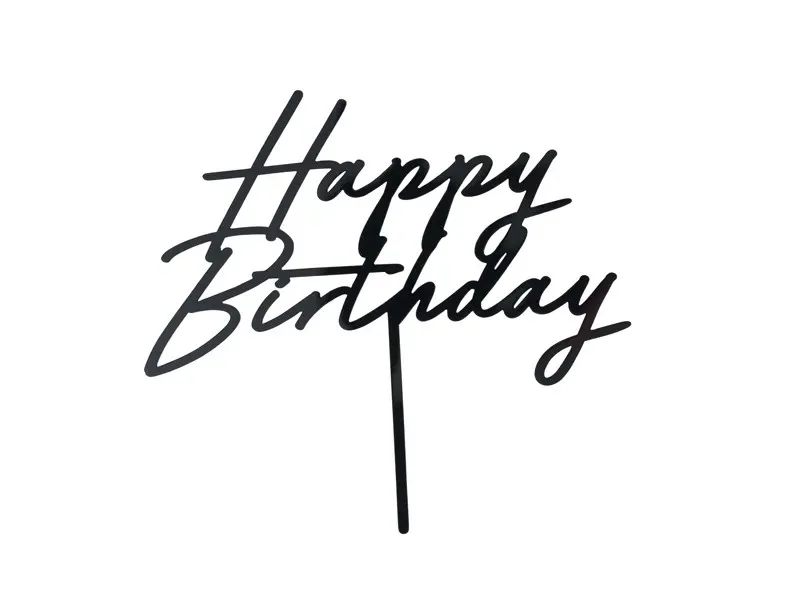 Topper Happy Birthday Μαύρο(τούρτας)