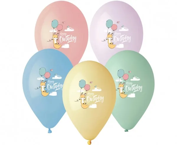 Σετ Μπαλόνια Happy Birthday Αλεπουδάκι (5 τεμ)