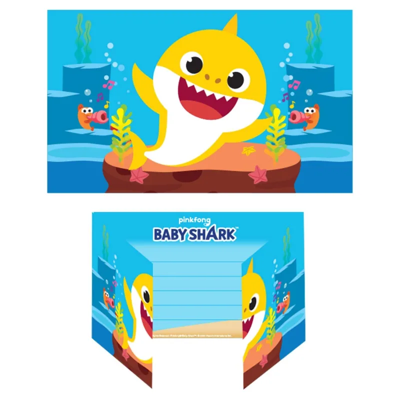 Προσκλήσεις πάρτυ Baby Shark (8 τεμ)
