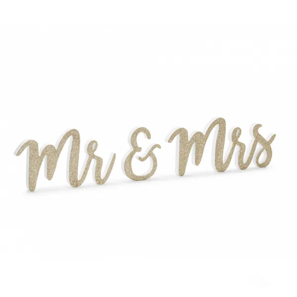 Ξύλινο διακοσμητικό τραπεζιού Χρυσό Mr &amp; Mrs