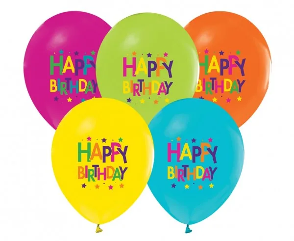 Σετ Μπαλόνια Happy Birthday Stars (5 τεμ)