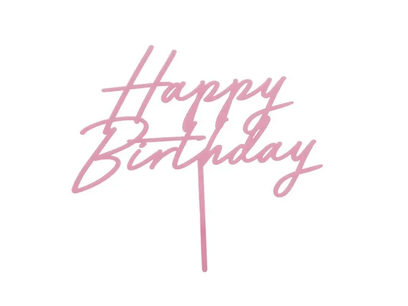 Topper Τούρτας Happy Birthday Απαλό Ροζ