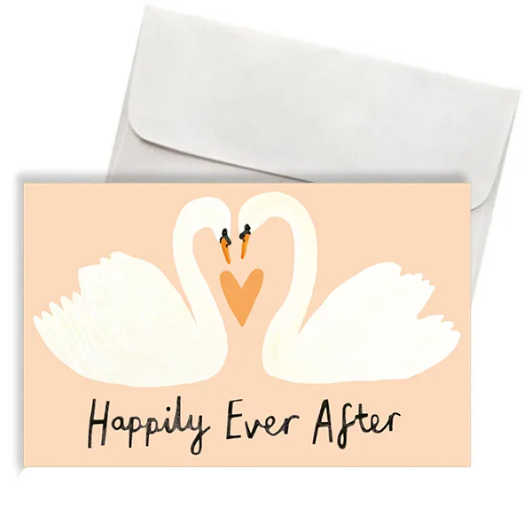 Ευχετήρια Κάρτα Γάμου - Happily Ever After με Κύκνους