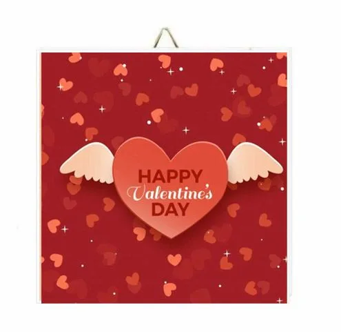 Ξύλινο Καδράκι "Happy Valentine's Day"