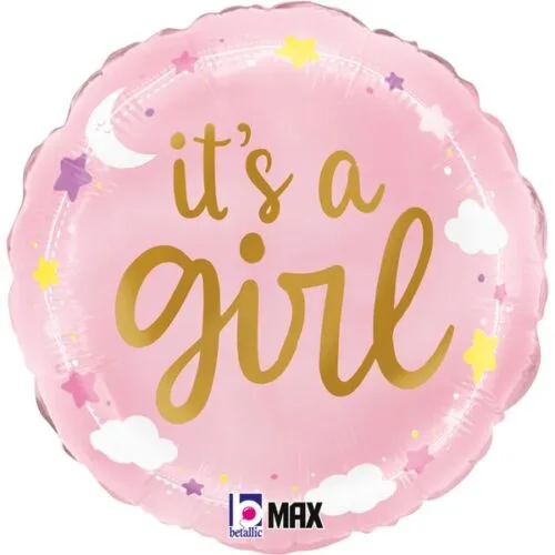 18" Μπαλόνι γέννησης It's a Girl Stars &amp; Clouds