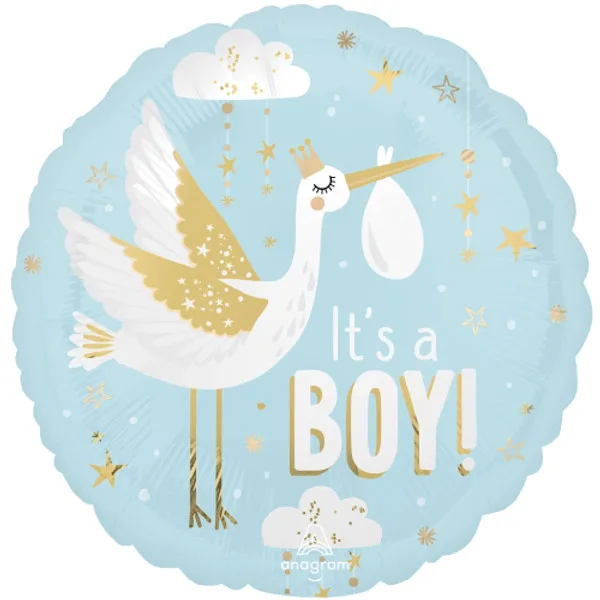 18" Μπαλόνι γέννησης πελαργός ''It's a boy''