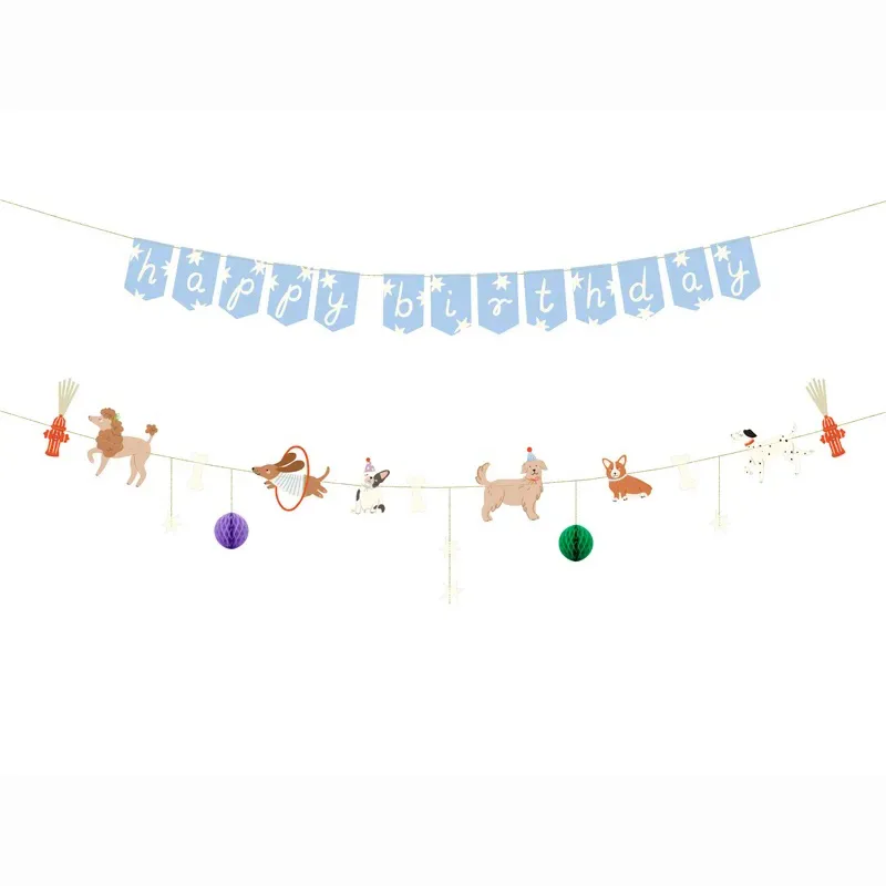 Γιρλάντα Happy Birthday Σκυλάκια 2.10m