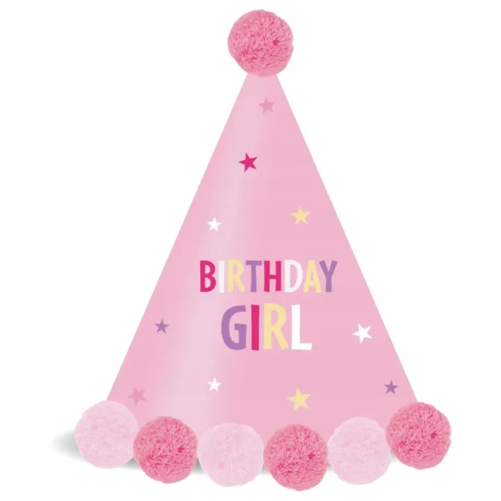 Ροζ Καπελάκι με πομ πομ - Birthday Girl