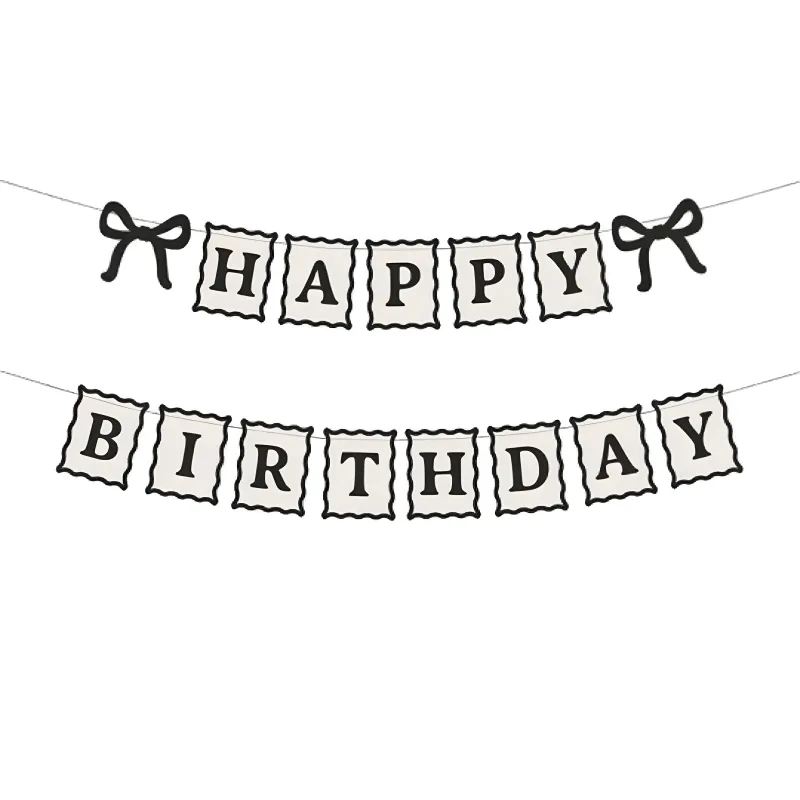 Γιρλάντα Happy Birthday - Μαύροι Φιόγκοι (1m)