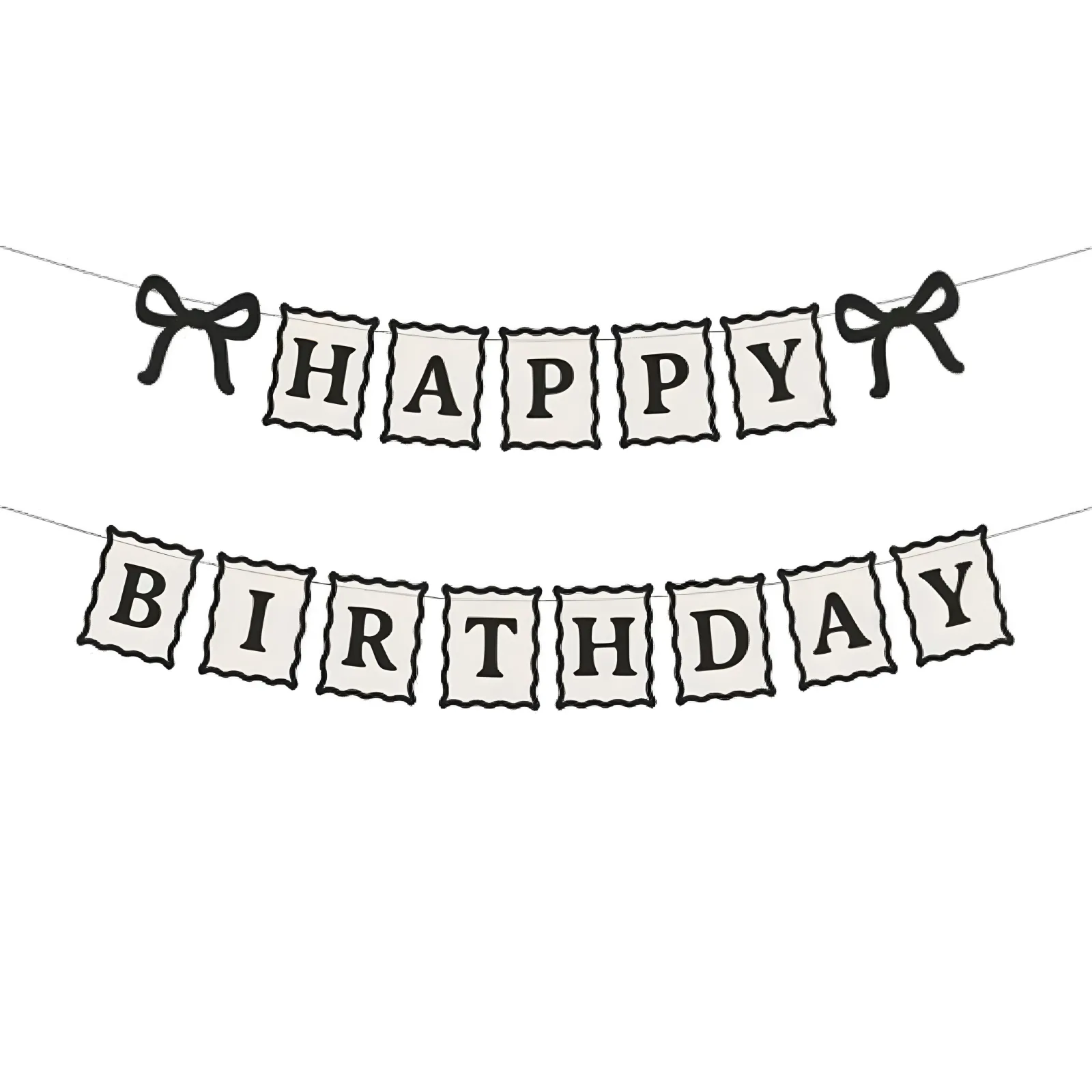 Γιρλάντα Happy Birthday - Μαύροι Φιόγκοι (1m)