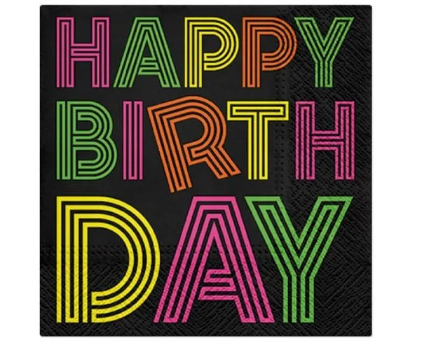 Χαρτοπετσέτες Happy Birthday Neons (20 τεμ)