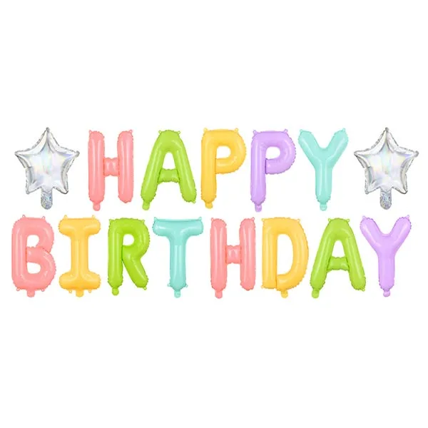 Σετ μπαλονιών "Happy Birthday" πολύχρωμα (15 τεμ)