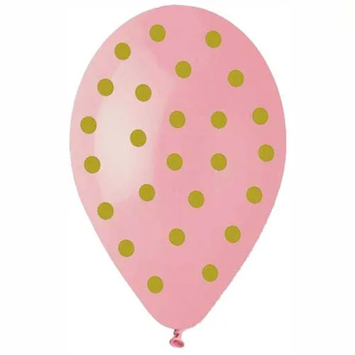 12" Μπαλόνι Baby Pink με χρυσό πουά (25 τεμ)