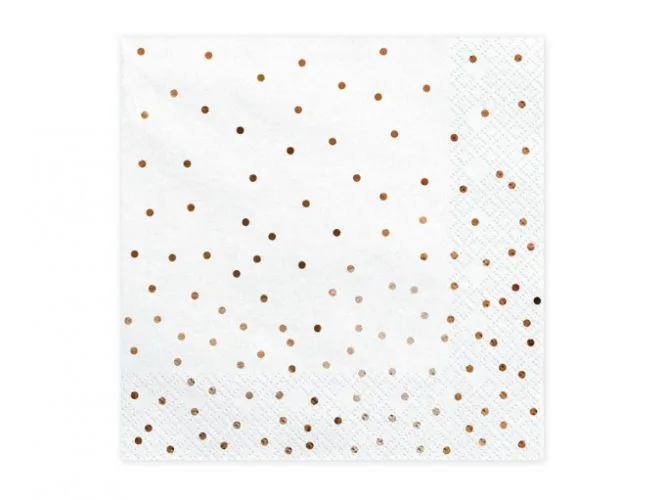 Χαρτοπετσέτες Λευκές με rosegold πουά (20 τεμ)