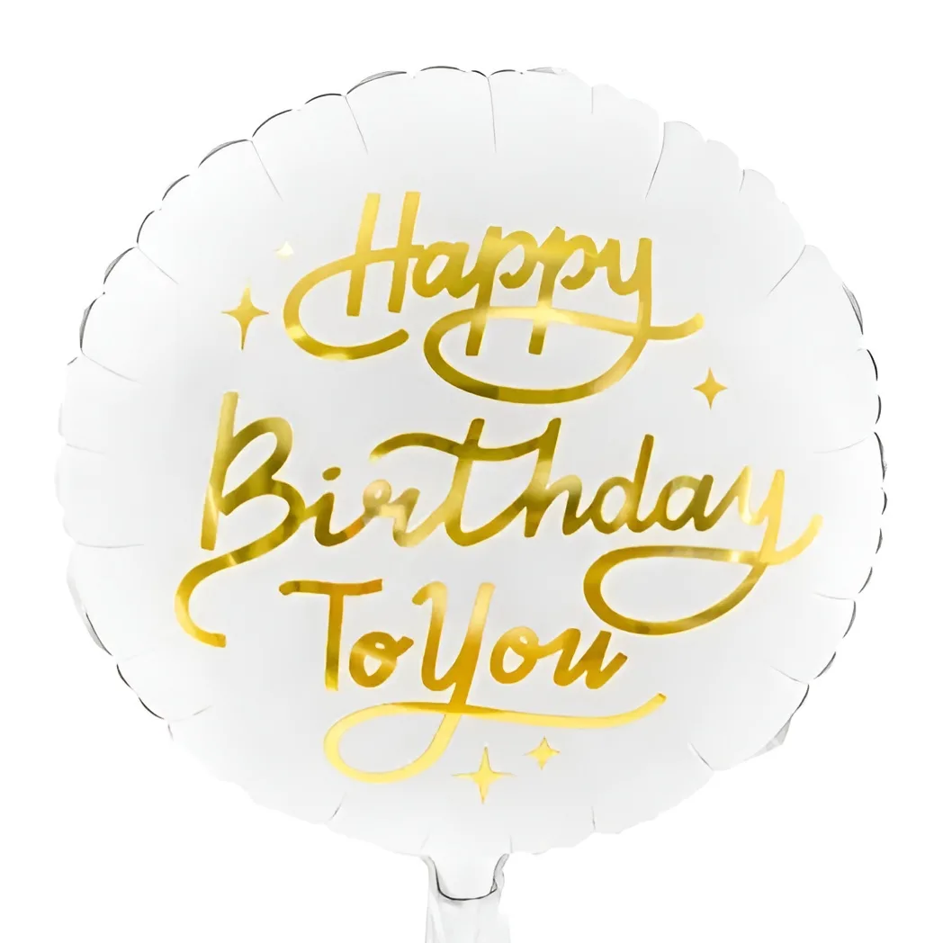 18" Μπαλόνι Happy Birthday to You άσπρο-χρυσό