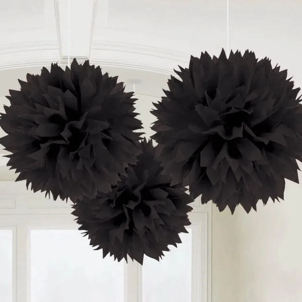 Σετ Fluffy Pom Pom Μαύρα (3 τεμ)