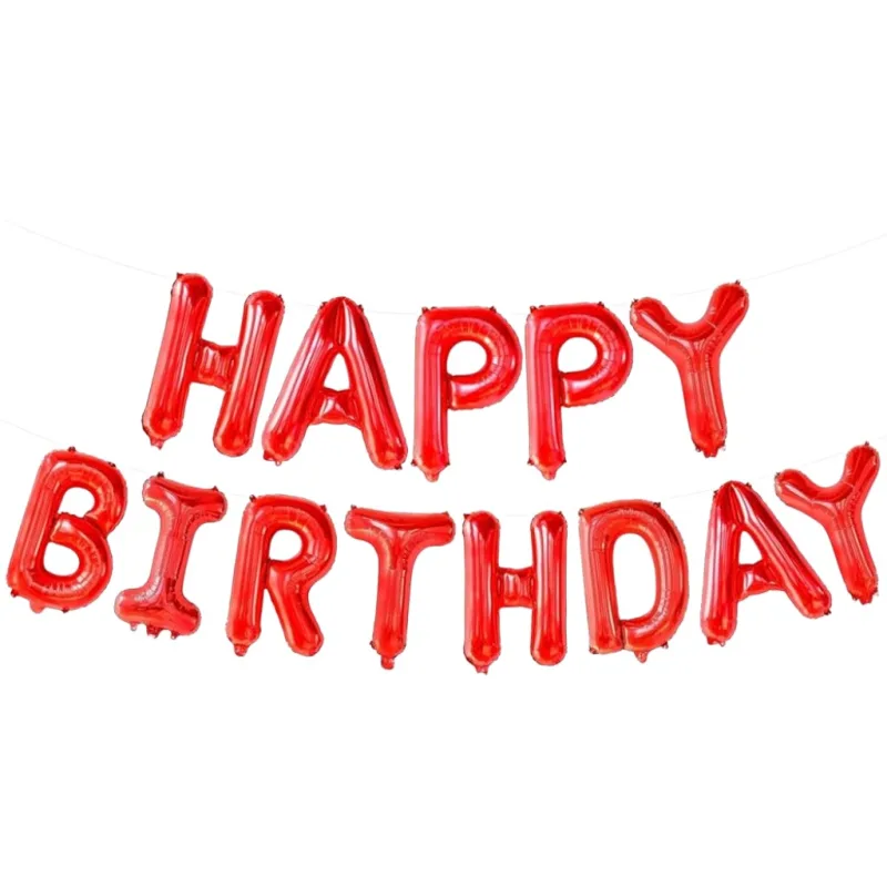 Σετ Κόκκινα Μπαλόνια φράση Happy Birthday (13 τεμ)
