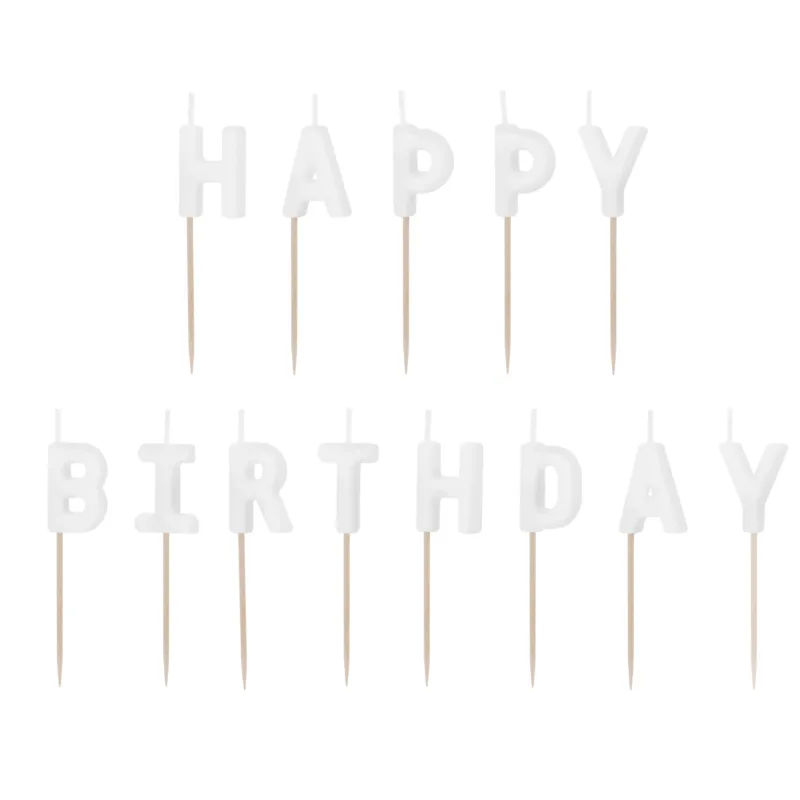 Λευκά Κεράκια Happy Birthday (13 τμχ)
