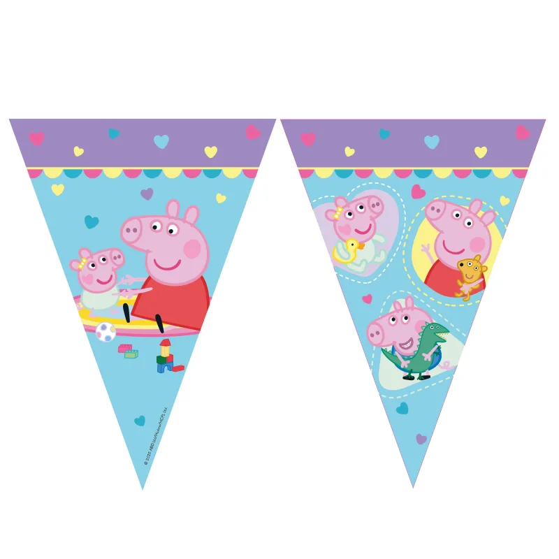 Τριγωνικά Σημαιάκια - Πέππα Γουρουνάκι &amp; Baby Pig (9 τεμ)