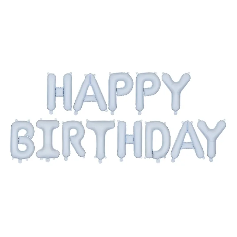 Σετ Μπαλόνια Γενεθλίων -“Happy Birthday” Γαλάζιο ματ (13 τεμ)