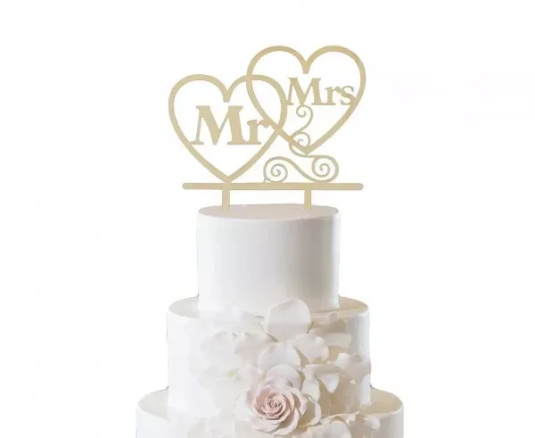 Ξύλινο topper τούρτας Mr&amp;Mrs