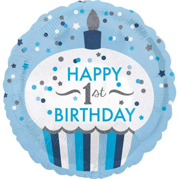 18" Μπαλόνι 1st Birthday Boy Cupcake