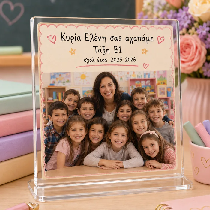 Κορνίζα Plexiglass με Βάση για Δασκάλα – Κείμενο & Φωτογραφία