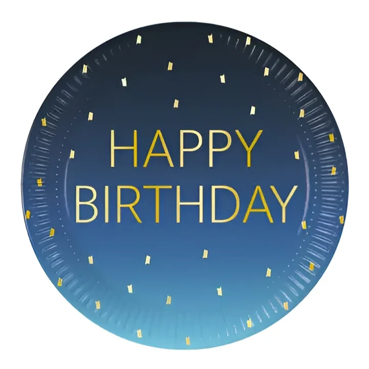 Πιάτα φαγητού μπλε Όμπρε Birthday (8 τεμ)