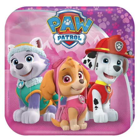 Τετράγωνα Πιάτα Γλυκού - Paw Patrol Κορίτσι (8 τεμ)