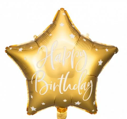 18" Μπαλόνι Αστέρι Happy Birthday Χρυσό