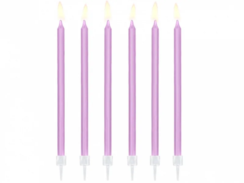Ψηλά Κεράκια τούρτας Λιλά (12 τεμ)