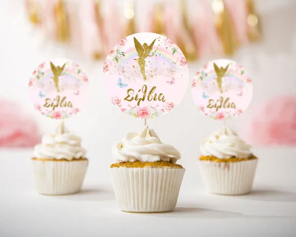 Topper Cupcake χρυσή Νεράιδα (6 τεμ)